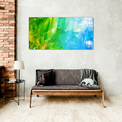 Green and blue abstraction Wall art on glass