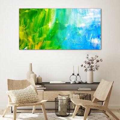 Green and blue abstraction Wall art on glass