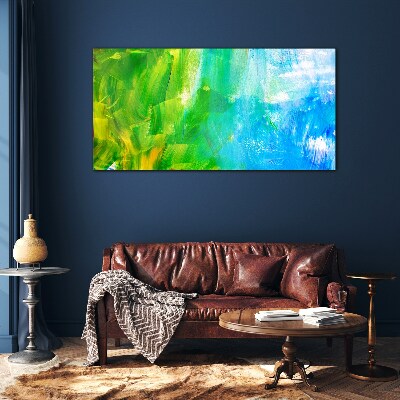 Green and blue abstraction Wall art on glass