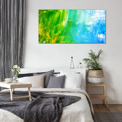 Green and blue abstraction Wall art on glass