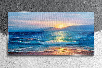 Sunset over the calm sea Glass art print