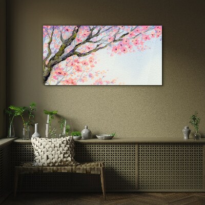 Flower tree branches Glass Wall Art