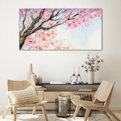 Spring flower landscape Glass art print