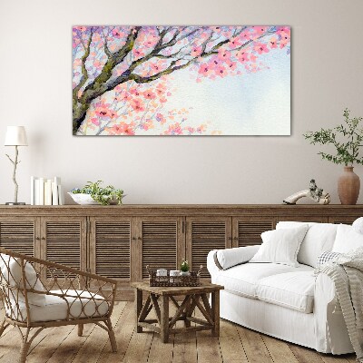 Flower tree branches Glass Wall Art