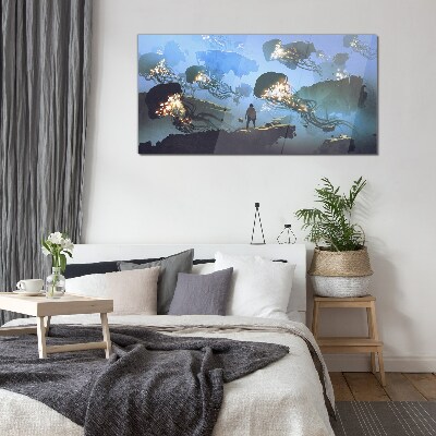 Underwater journey in the light of jellyfish Wall art on glass