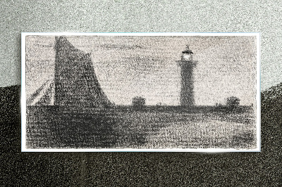 Lighthouse in a monochromatic setting Wall art on glass