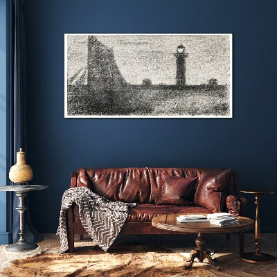 Lighthouse in a monochromatic setting Wall art on glass