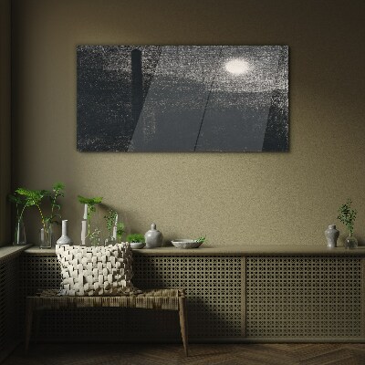 Sunset over the city Glass art print