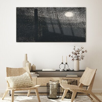 Sunset over the city Glass art print