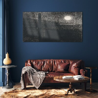 Sunset over the city Glass art print