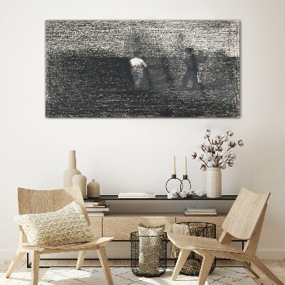 Misty figures against the landscape background Wall art on glass