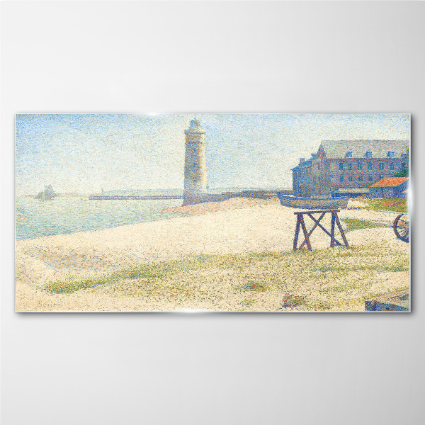 A lighthouse on the seashore Wall art on glass