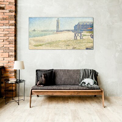 A lighthouse on the seashore Wall art on glass