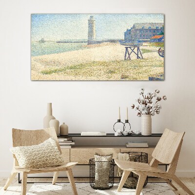 A lighthouse on the seashore Wall art on glass