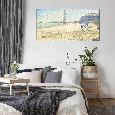 A lighthouse on the seashore Wall art on glass