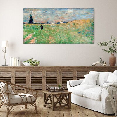 A walk among the greenery Glass art print