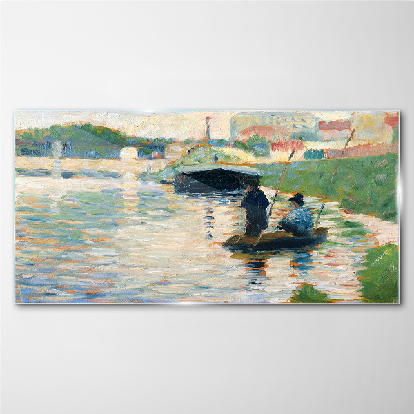 Boats on the river Wall art on glass