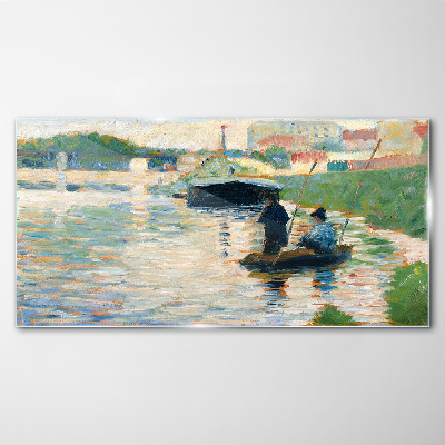 Boats on the river Wall art on glass