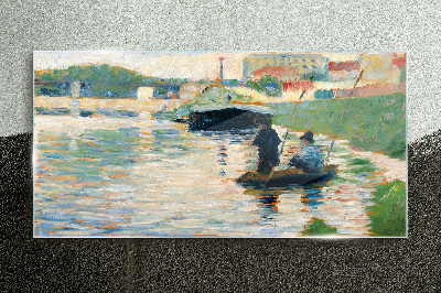 Boats on the river Wall art on glass