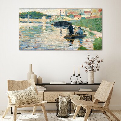 Boats on the river Wall art on glass