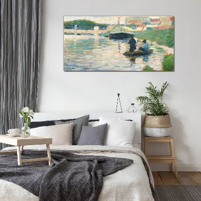 Boats on the river Wall art on glass