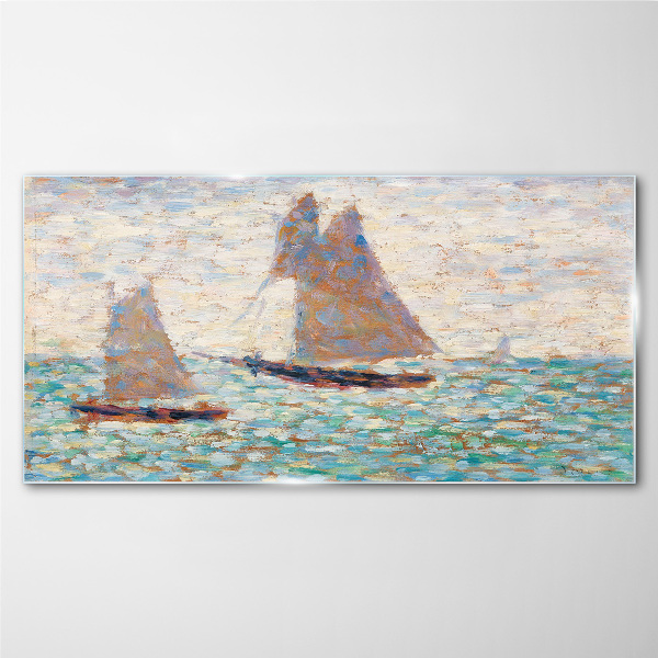 Sails on a calm sea Glass art print
