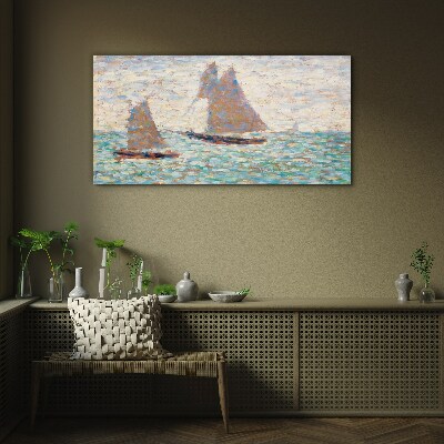 Sails on a calm sea Glass art print