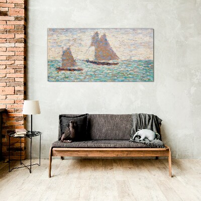 Sails on a calm sea Glass art print