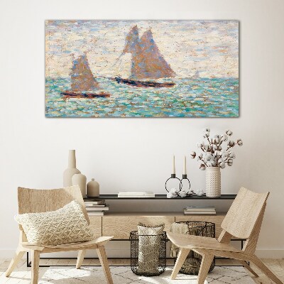 Sails on a calm sea Glass art print