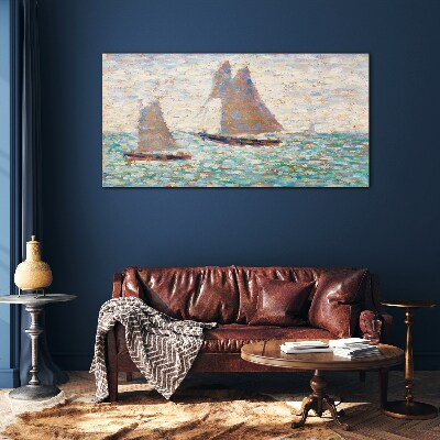 Sails on a calm sea Glass art print