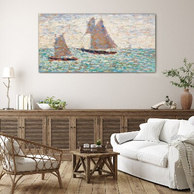 Sails on a calm sea Glass art print