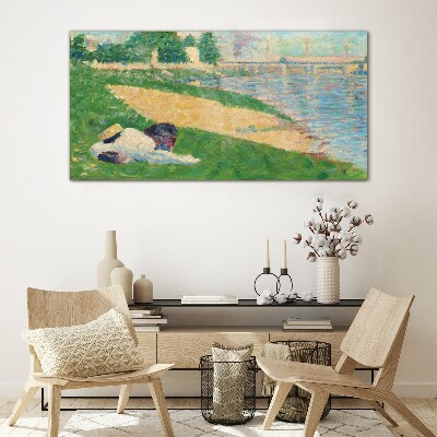Summer laziness by the water Wall art on glass