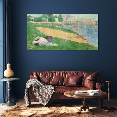 Summer laziness by the water Wall art on glass