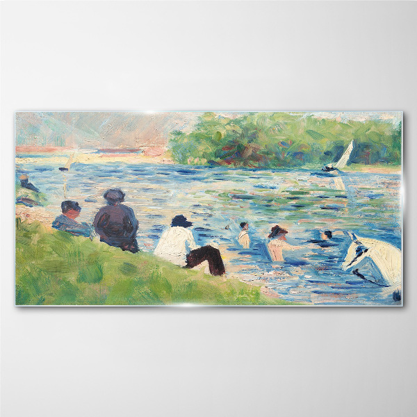 A summer day on the river Glass art print