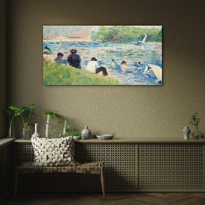 A summer day on the river Glass art print