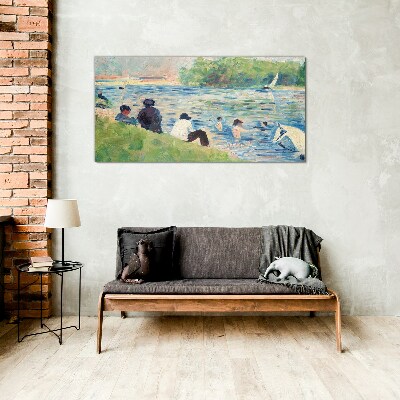 A summer day on the river Glass art print