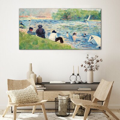 A summer day on the river Glass art print
