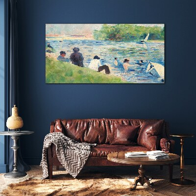 A summer day on the river Glass art print