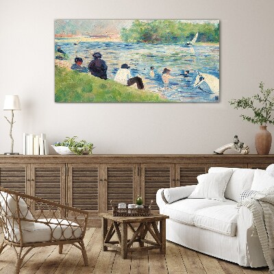 A summer day on the river Glass art print