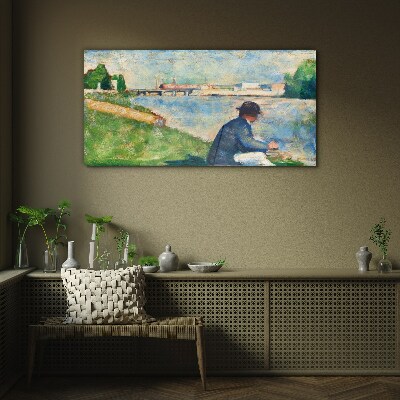 A peaceful landscape by the river Wall art on glass