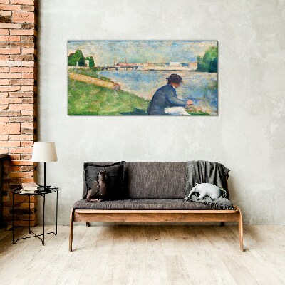 A peaceful landscape by the river Wall art on glass