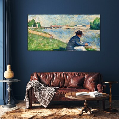 A peaceful landscape by the river Wall art on glass