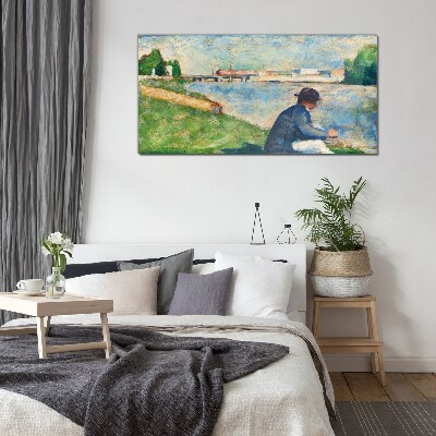 A peaceful landscape by the river Wall art on glass