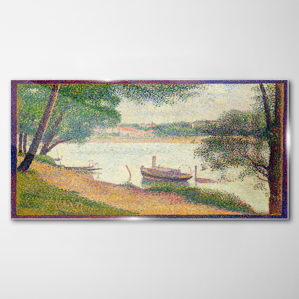 A peaceful landscape by the river Glass art print