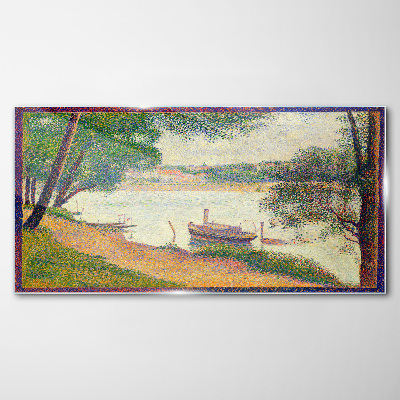 A peaceful landscape by the river Glass art print