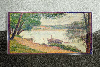 A peaceful landscape by the river Glass art print