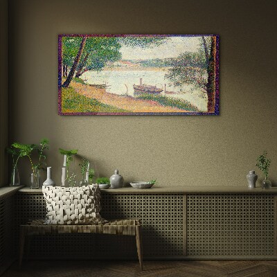 A peaceful landscape by the river Glass art print