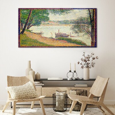 A peaceful landscape by the river Glass art print