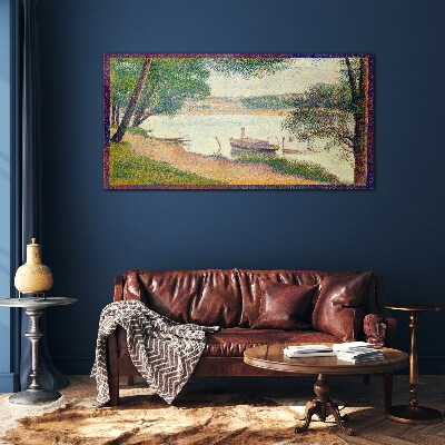 A peaceful landscape by the river Glass art print