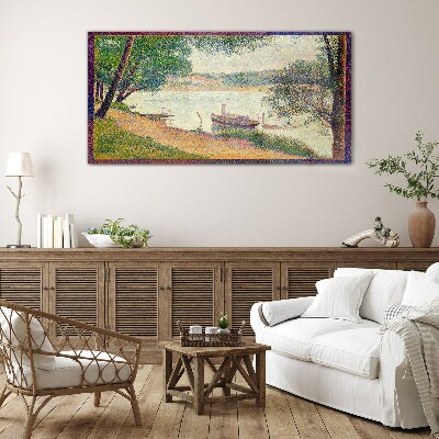 A peaceful landscape by the river Glass art print